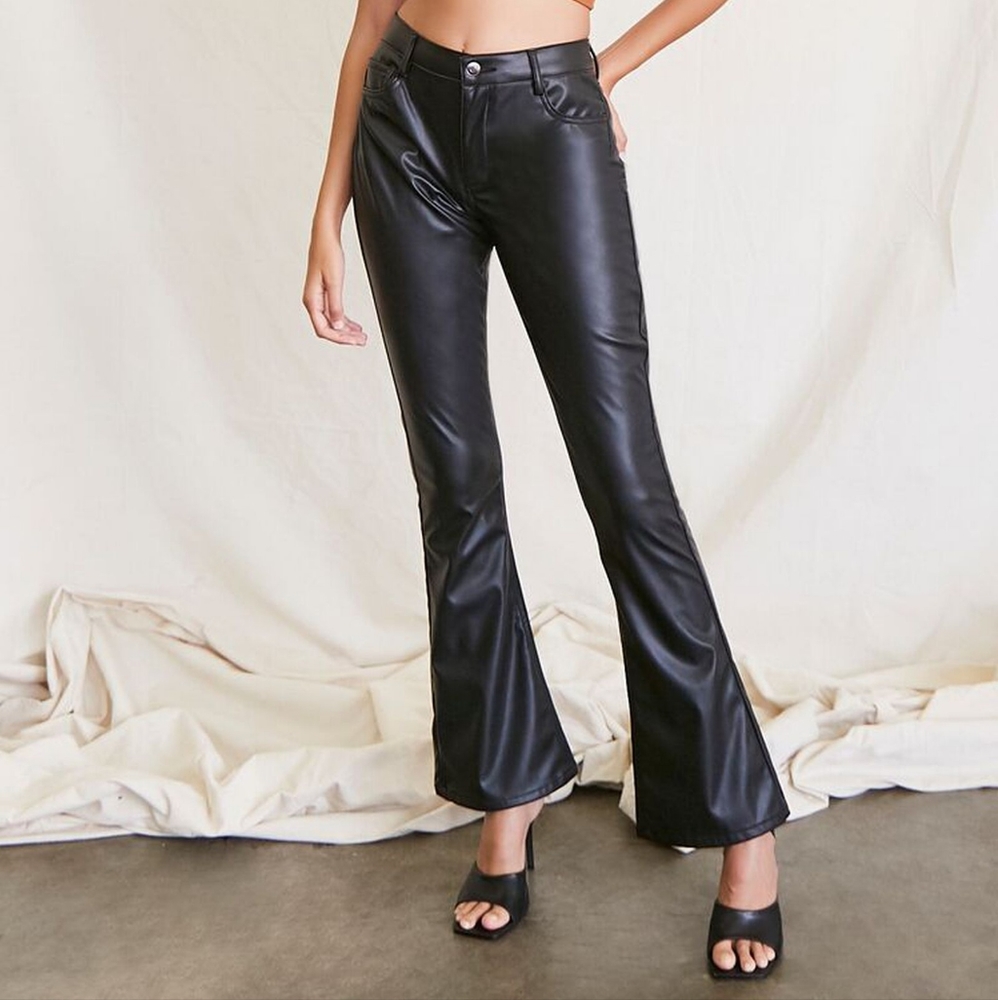COPY - NWOT Forever 21 Faux Leather Flare Pants, Black, M